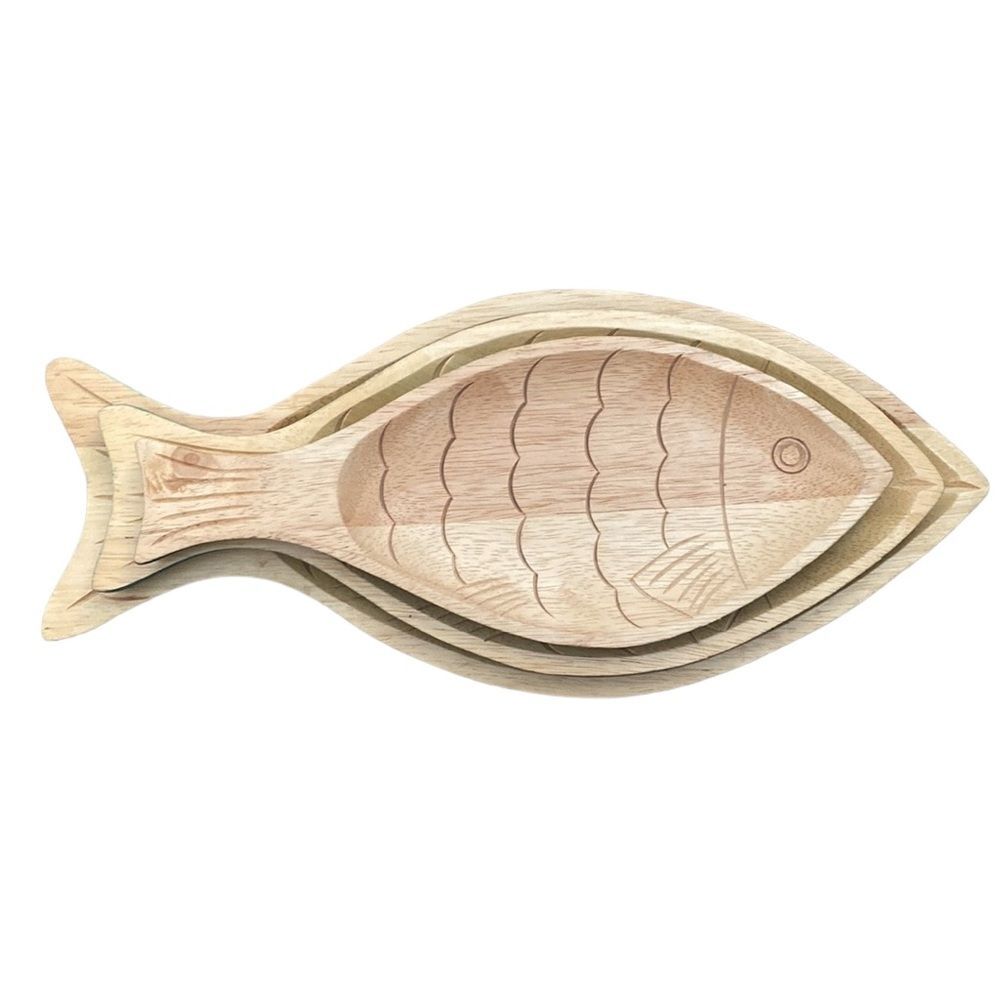 Clay Art Vintage Wooden Fish Serving Platter Set 1998
